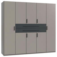 KLEIDERSCHRANK 225/208/65 cm,  in Graphitfarben, Grau, Sahara, 8 Tür(en)  - Graphitfarben/Grau, Design, Holzwerkstoff (225/208/65cm) - Boxxx