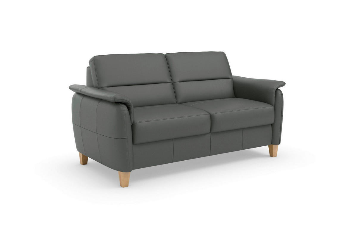 3-SITZER-SOFA Echtleder Anthrazit  - Eichefarben/Anthrazit, Basics, Leder/Holz (179/89/89cm) - Sit & More