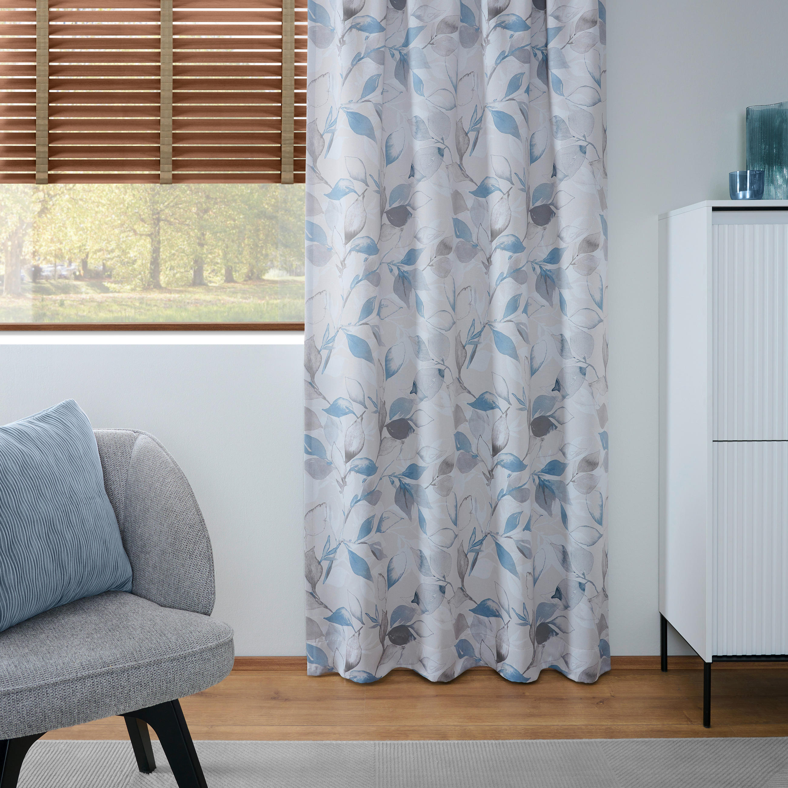 DEKOSTOFF per lfm Verdunkelung  - Blau/Greige, Basics, Textil (145cm) - Esposa