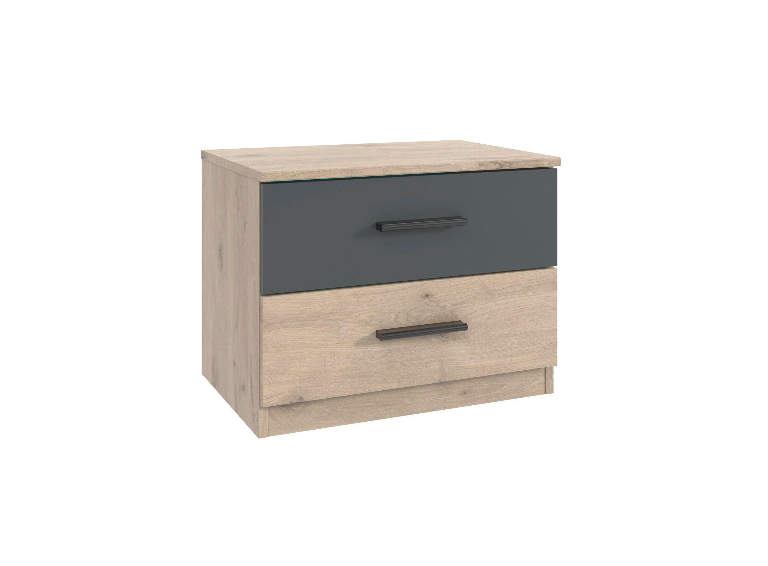 NACHTSCHRANK 52/40/38 cm  - Eichefarben/Schwarz, KONVENTIONELL, Holzwerkstoff/Kunststoff (52/40/38cm) - Boxxx