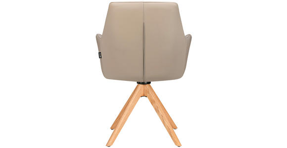 ARMLEHNSTUHL in Echtleder pigmentiert - Taupe/Eichefarben, Design, Leder/Holz (60/87,5/63,5cm) - Novel