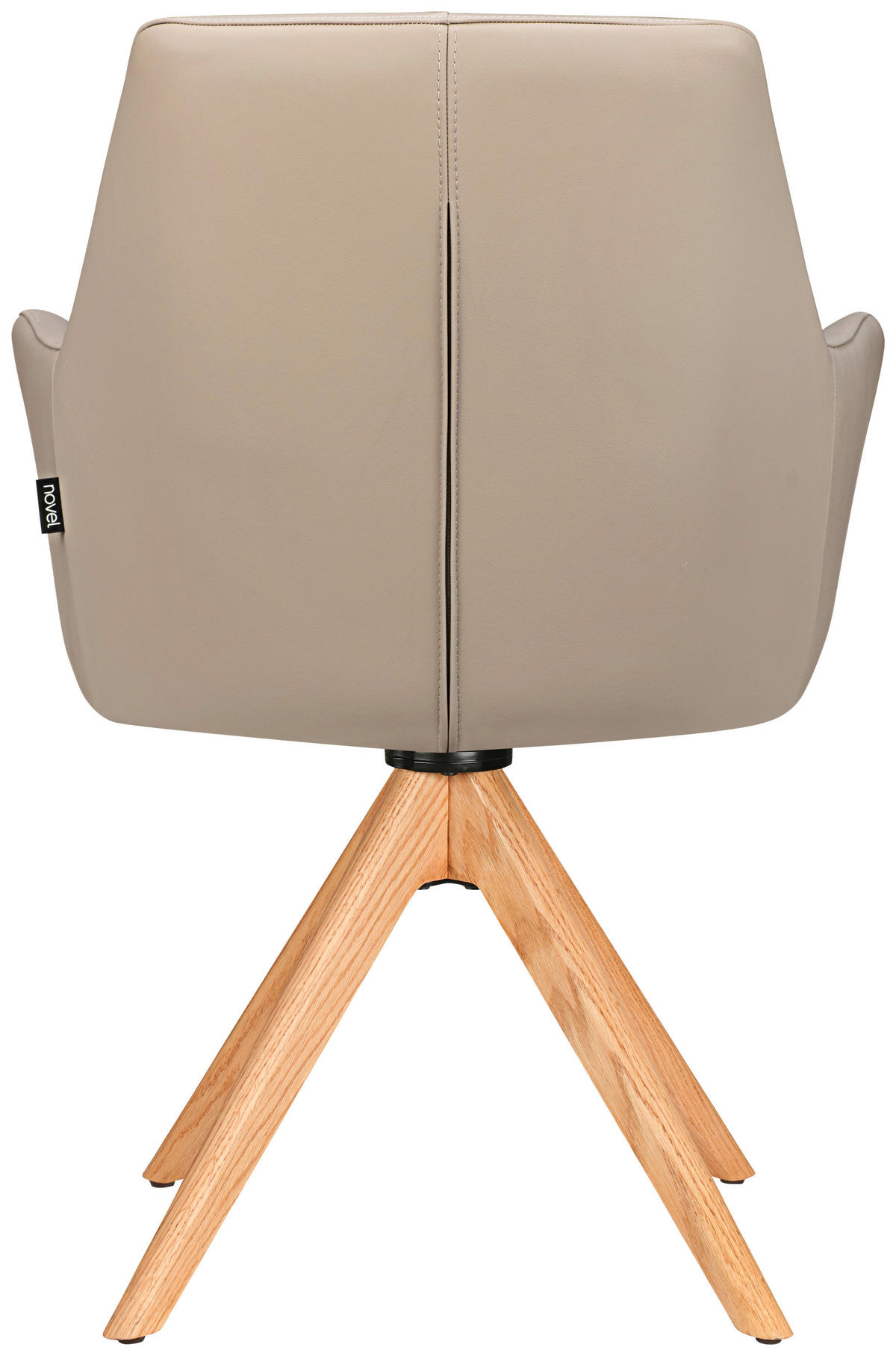 ARMLEHNSTUHL  in Echtleder pigmentiert  - Taupe/Eichefarben, Design, Leder/Holz (60/87,5/63,5cm) - Novel
