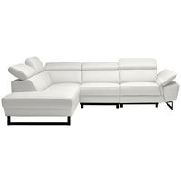 ECKSOFA in Echtleder Creme  - Creme/Schwarz, Design, Leder/Metall (225/281cm) - Celina Home