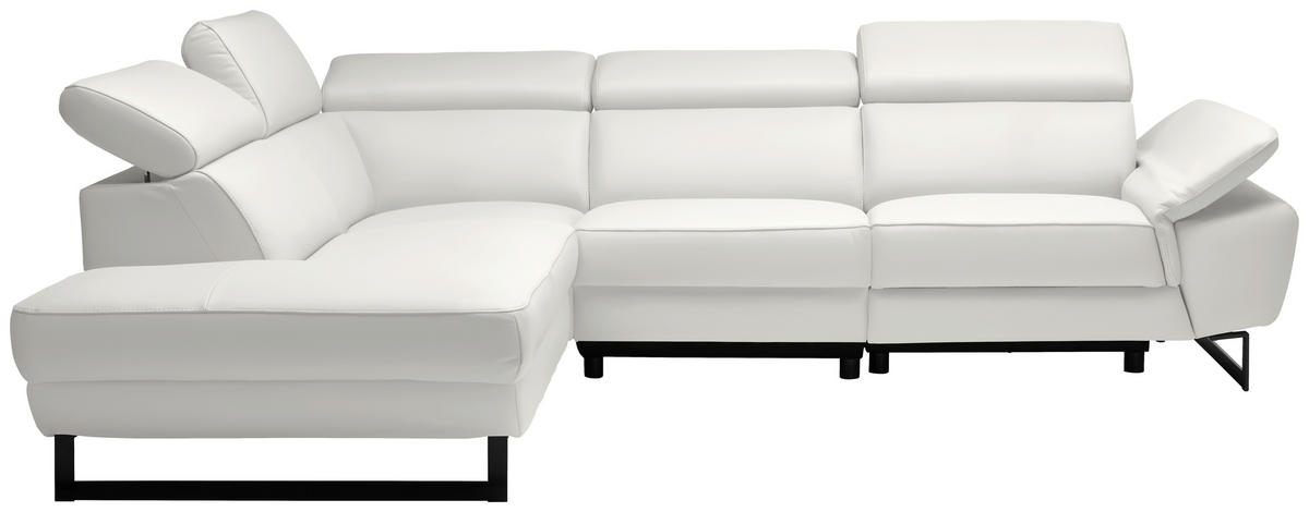 ECKSOFA in Echtleder Creme  - Creme/Schwarz, Design, Leder/Metall (225/281cm) - Celina Home