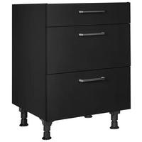 SCHUBKASTENUNTERSCHRANK 60/87/56 cm  in Schwarz  - Edelstahlfarben/Schwarz, MODERN, Holzwerkstoff/Metall (60/87/56cm) - Nobilia