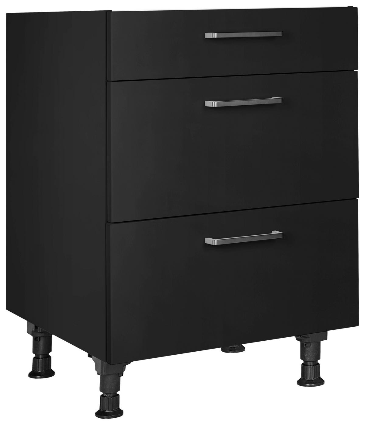 SCHUBKASTENUNTERSCHRANK 60/87/56 cm  in Schwarz  - Edelstahlfarben/Schwarz, MODERN, Holzwerkstoff/Metall (60/87/56cm) - Nobilia