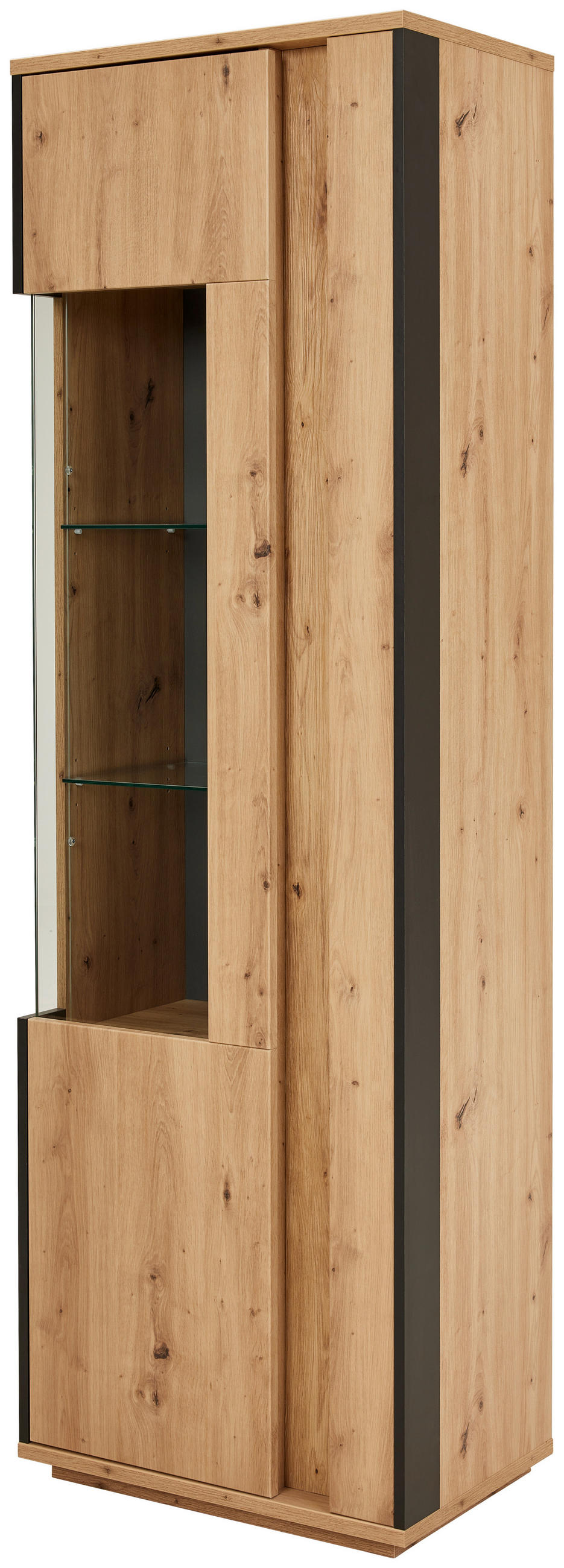 VITRINE  in Anthrazit, Eiche Artisan - Anthrazit/Eiche Artisan, Design, Glas/Holzwerkstoff (64/200/41cm) - Stylife