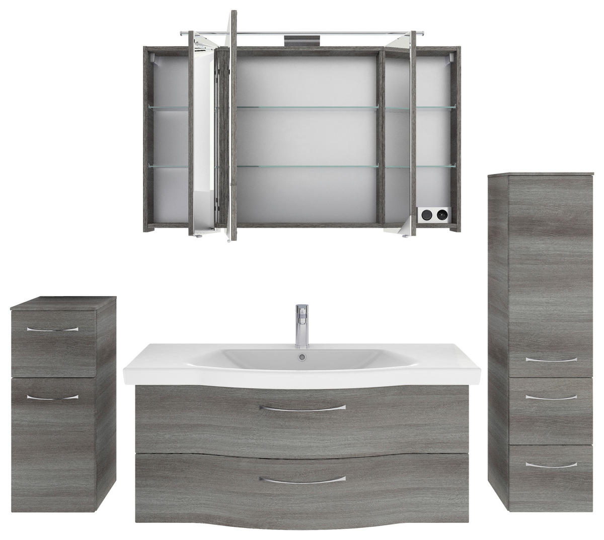 BADEZIMMER 5-teilig  in 182 cm  - Chromfarben/Graphitfarben, KONVENTIONELL, Glas/Keramik (182cm) - Pelipal