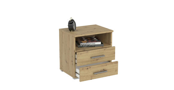NACHTKÄSTCHEN 45/47/35 cm  in Eiche Artisan  - Alufarben/Eiche Artisan, KONVENTIONELL, Holzwerkstoff/Kunststoff (45/47/35cm) - Carryhome