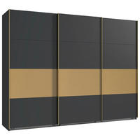 SCHWEBETÜRENSCHRANK  in Graphitfarben, Goldfarben  - Goldfarben/Graphitfarben, LIFESTYLE, Holzwerkstoff/Metall (270/208/65cm) - Boxxx