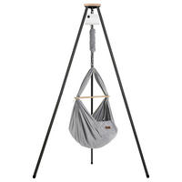 FEDERWIEGE Set inkl. Tipi-Gestell und Motor  Grau, Anthrazit  - Anthrazit/Grau, Basics, Kunststoff/Textil (135/194/135cm) - SCHMUSEWOLKE