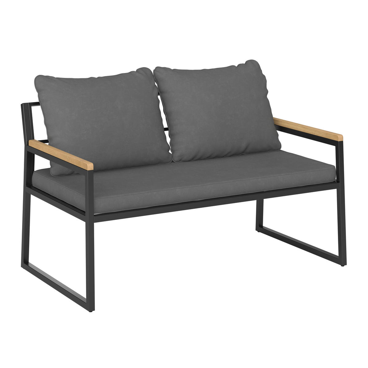 GARTENSET Webstoff Akazie Hartholz Stahl  - Schwarz/Akaziefarben, Design, Holz/Textil (262/134/69cm) - Ambia Garden