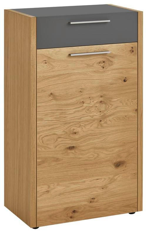 SCHUHSCHRANK Eiche, Balkeneiche furniert Grau, Eichefarben  - Eichefarben/Silberfarben, Design, Holz/Kunststoff (61/103/37cm)