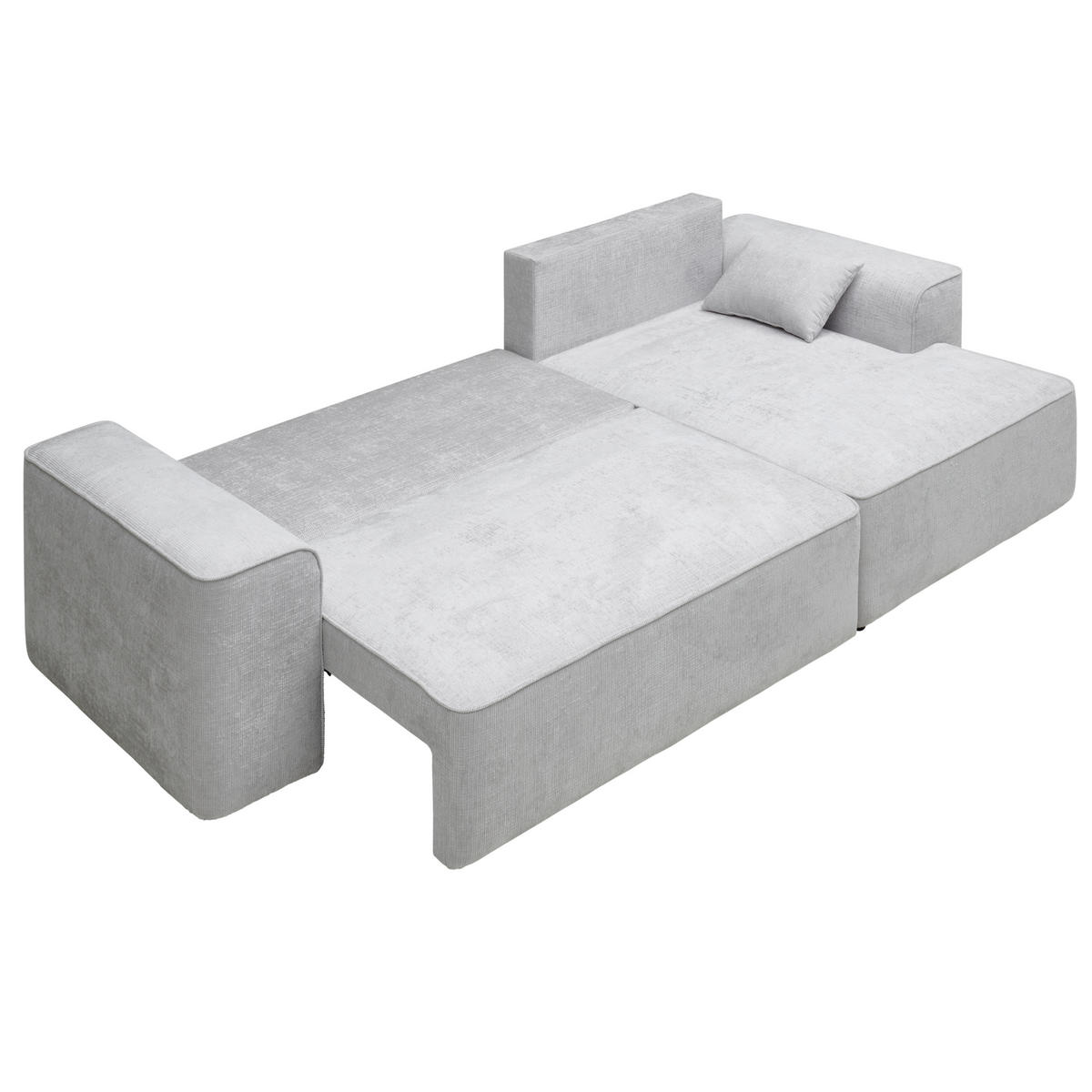 ECKSOFA in Plüsch Grau  - Blaugrau/Schwarz, Design, Kunststoff/Textil (288/152cm) - Xora