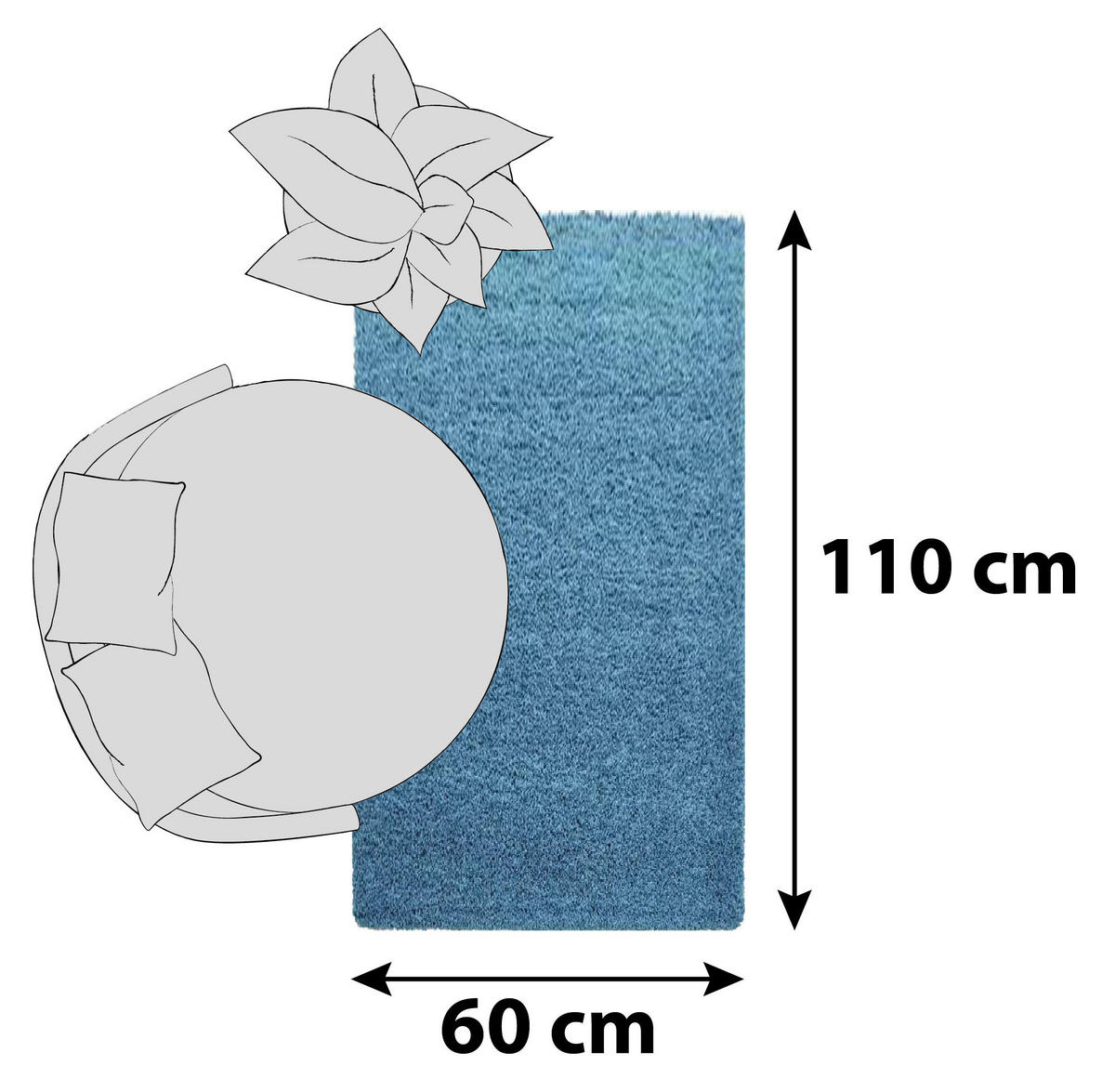 KOBEREC S VYSOKÝM VLASOM, 60/110 cm, tyrkysová - tyrkysová, Konventionell, textil (60/110cm) - Novel