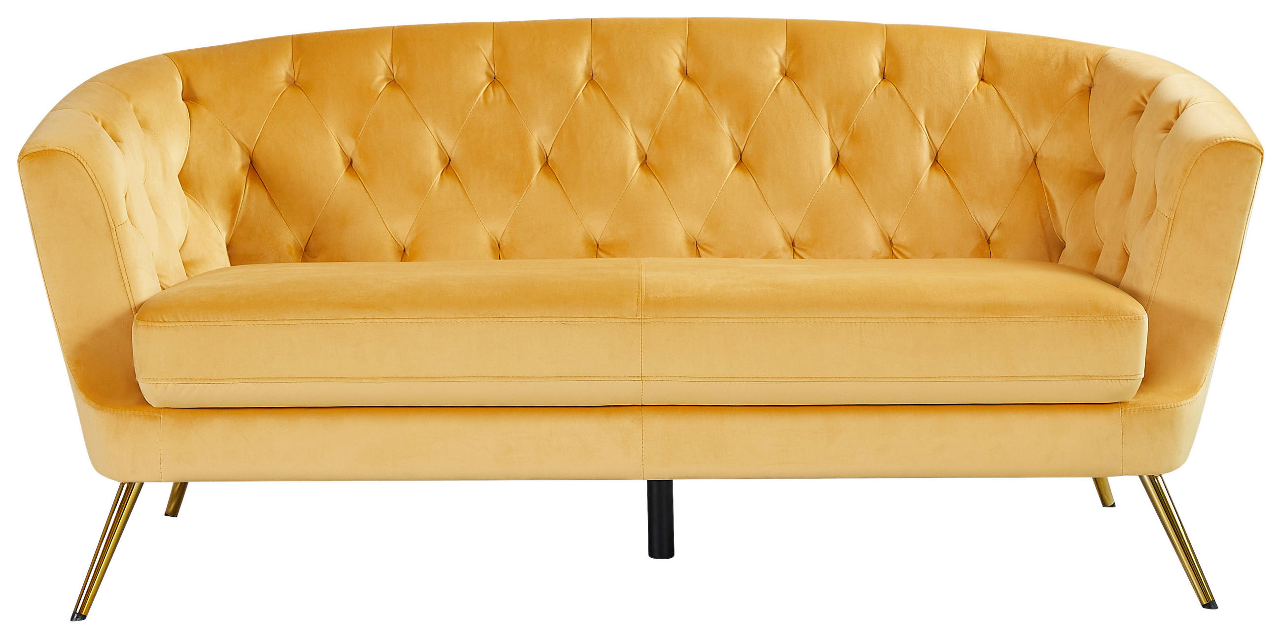 3-sitzer-sofa Lita Gelb Samt Chesterfield-Design