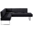 ECKBANK 165/227 cm  in Schwarz, Edelstahlfarben  - Edelstahlfarben/Schwarz, Design, Textil/Metall (165/227cm) - Moderano