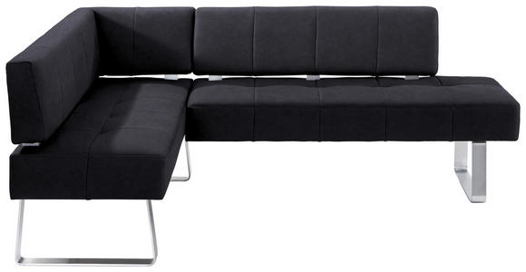 ECKBANK 165/227 cm  in Schwarz, Edelstahlfarben  - Edelstahlfarben/Schwarz, Design, Textil/Metall (165/227cm) - Moderano