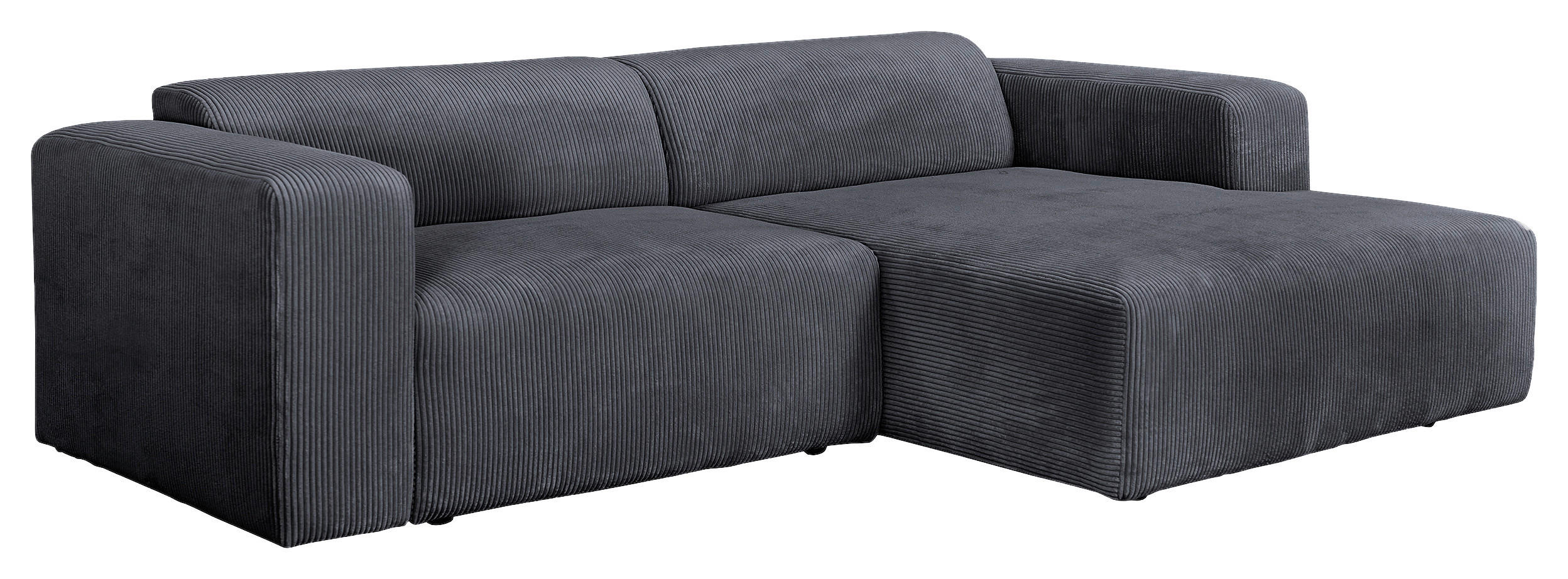 ECKSOFA in Cord Graphitfarben - Schwarz/Graphitfarben, Design, Kunststoff/Textil (298/175cm) - P & B