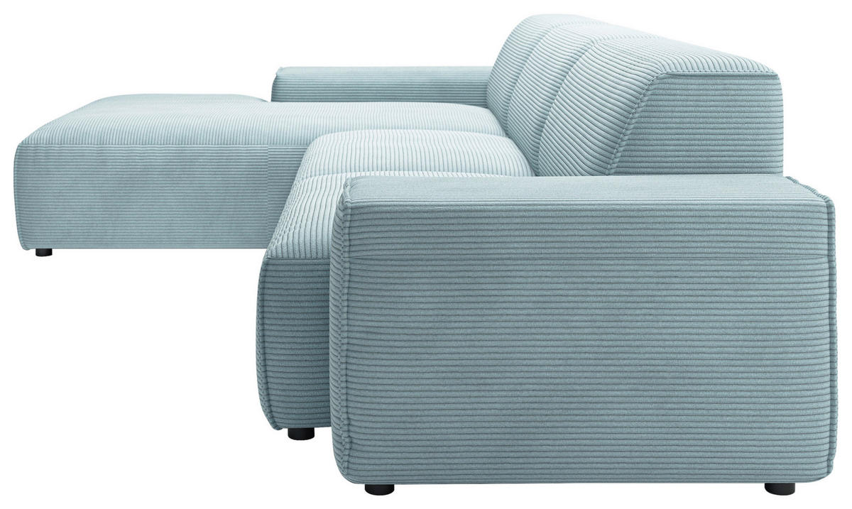 ECKSOFA in Cord Hellblau  - Schwarz/Hellblau, Design, Kunststoff/Textil (189/300cm) - Pure Home Lifestyle
