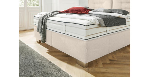 BOXSPRINGBETT 180/200 cm,  in Beige, Matratze, H2 + H2 = mittel  - Chromfarben/Beige, KONVENTIONELL, Textil (180/200cm) - Dieter Knoll