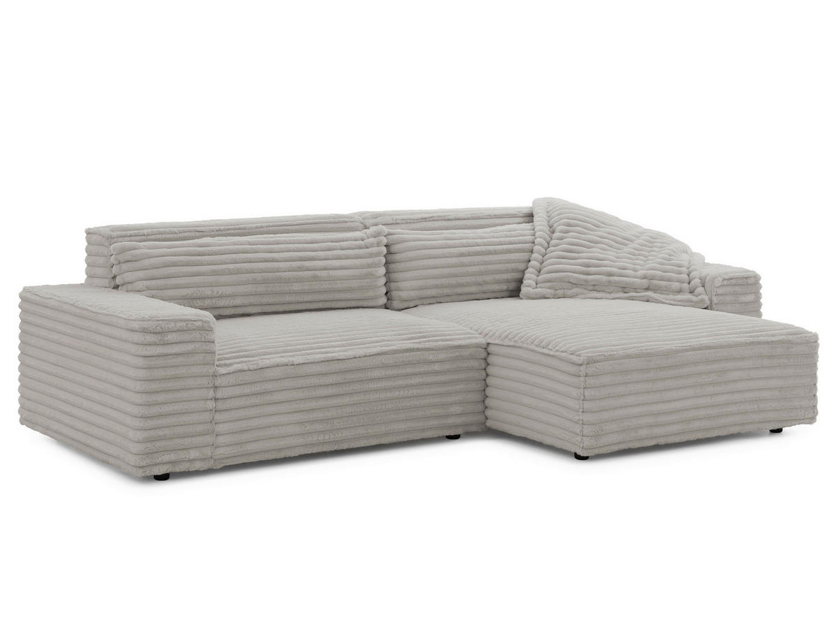 ECKSOFA Cord Grau  - Schwarz/Grau, Design, Kunststoff/Textil (251/142cm) - P & B