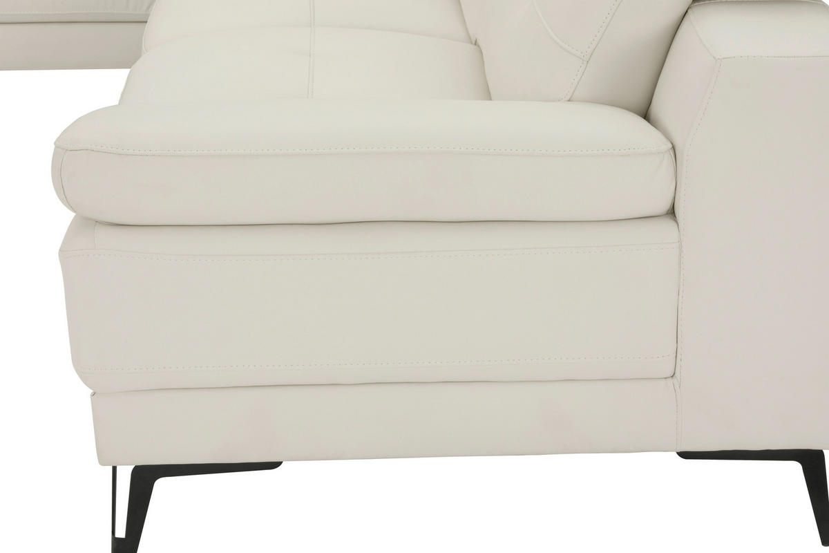 ECKSOFA Weiß Echtleder  - Schwarz/Weiß, MODERN, Leder/Metall (224/287cm) - MID.YOU