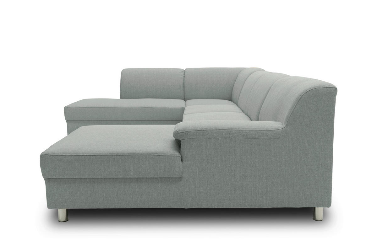 WOHNLANDSCHAFT Silberfarben Webstoff  - Chromfarben/Silberfarben, KONVENTIONELL, Textil/Metall (194/308/150cm) - MID.YOU