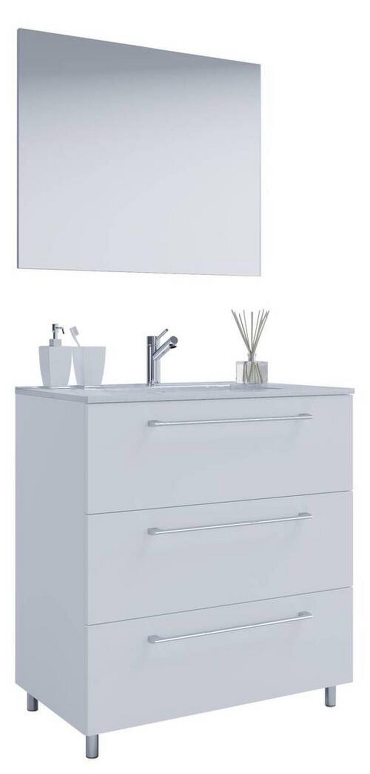 BADEZIMMER 3-teilig  in 60 cm  - Weiss/Alufarben, Modern, Keramik/Holzwerkstoff (60cm) - MID.YOU