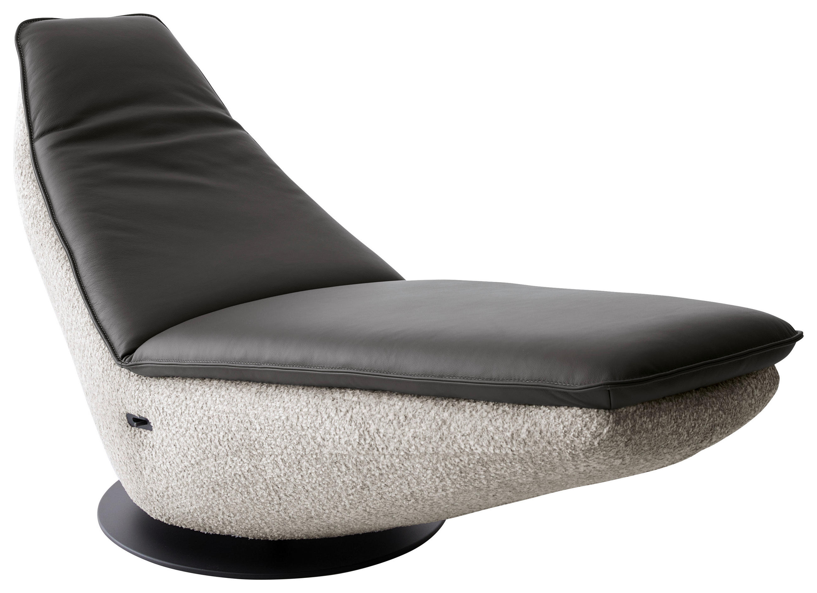 RELAXLIEGE Echtleder Chenille Dunkelgrau, Grauweiß  - Dunkelgrau/Grauweiß, Design, Leder/Textil (78cm) - Koinor