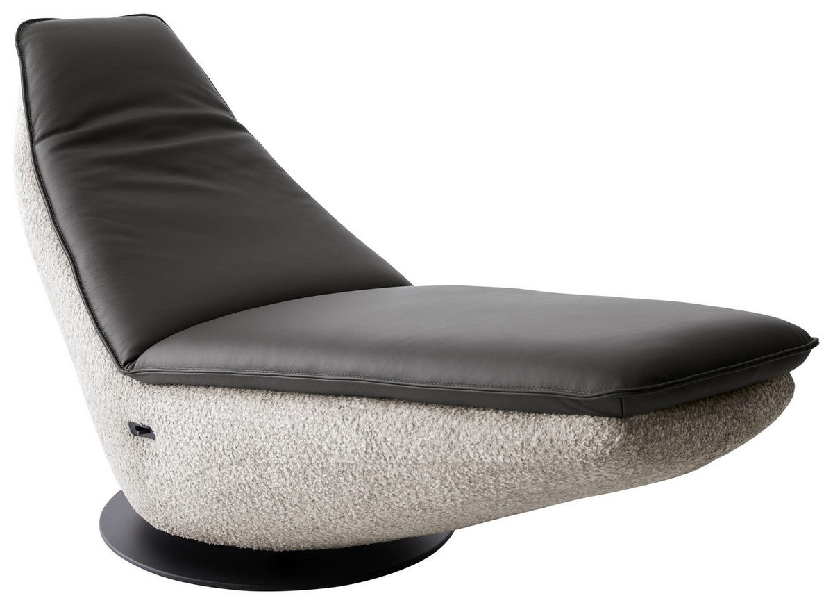 RELAXLIEGE Echtleder Chenille Dunkelgrau, Grauweiß  - Dunkelgrau/Grauweiß, Design, Leder/Textil (78cm) - Koinor