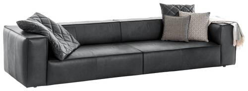 ČTYŘMÍSTNÁ POHOVKA, kůže, antracitová - černá/antracitová, Moderní, plast/kůže (300/66/104cm) - Chilliano