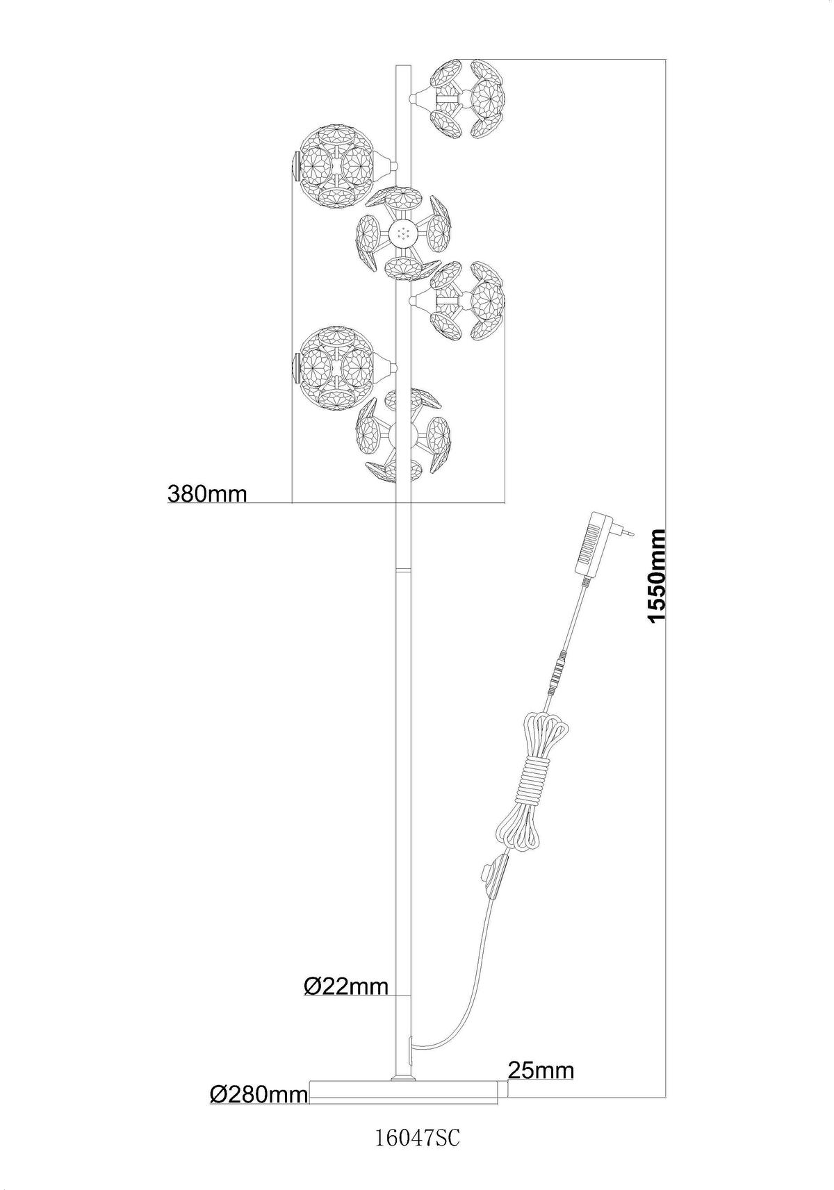 STOJEČA LED-SVETILKA  VIRINA //3000 K// - barve kroma/prosojno, Konvencionalno, kovina/umetna masa (38/28/155cm) - Globo