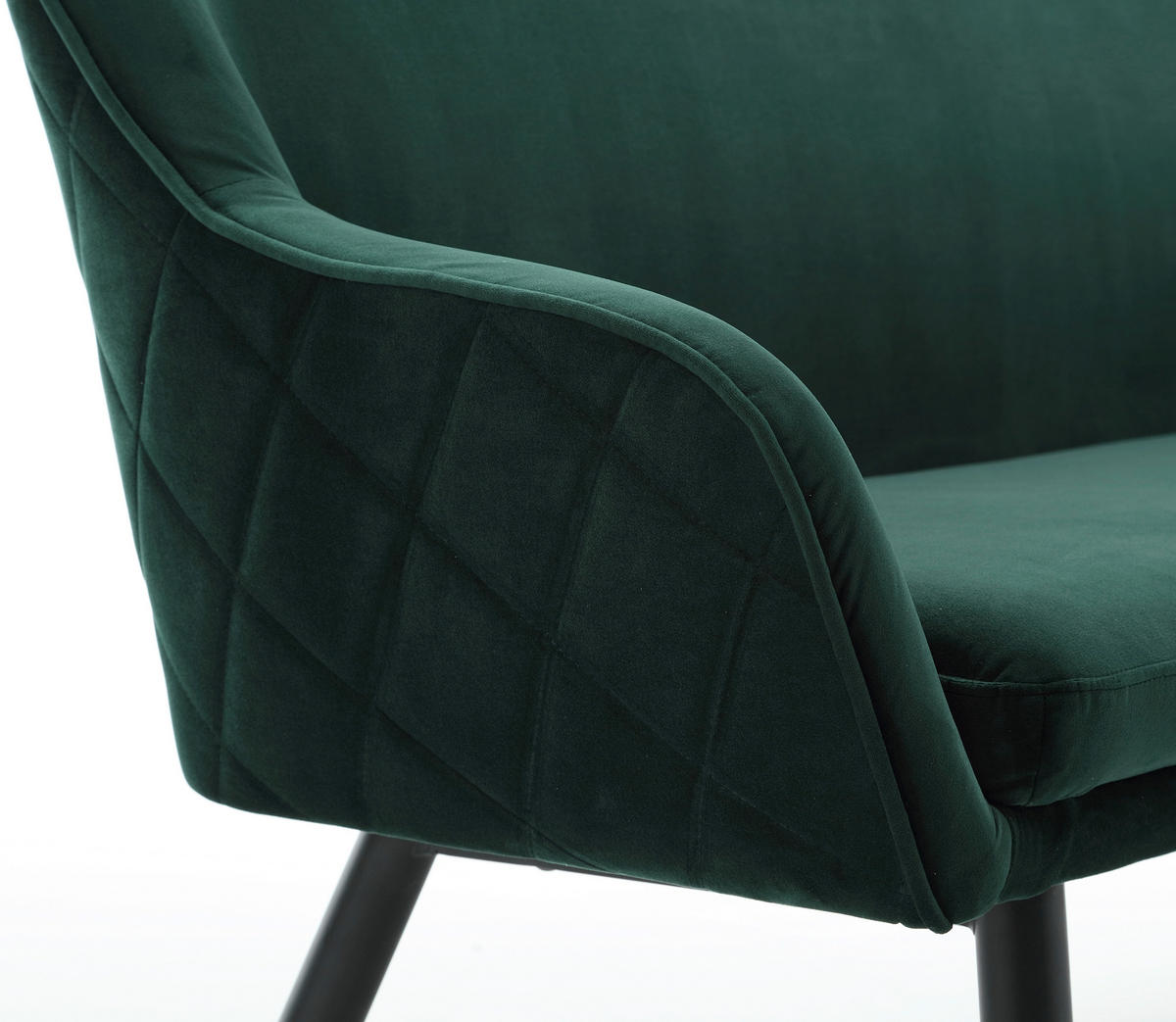 SITZBANK 160/85/61 cm Samt Waldgrün Metall  - Waldgrün/Schwarz, MODERN, Textil/Metall (160/85/61cm) - Livetastic