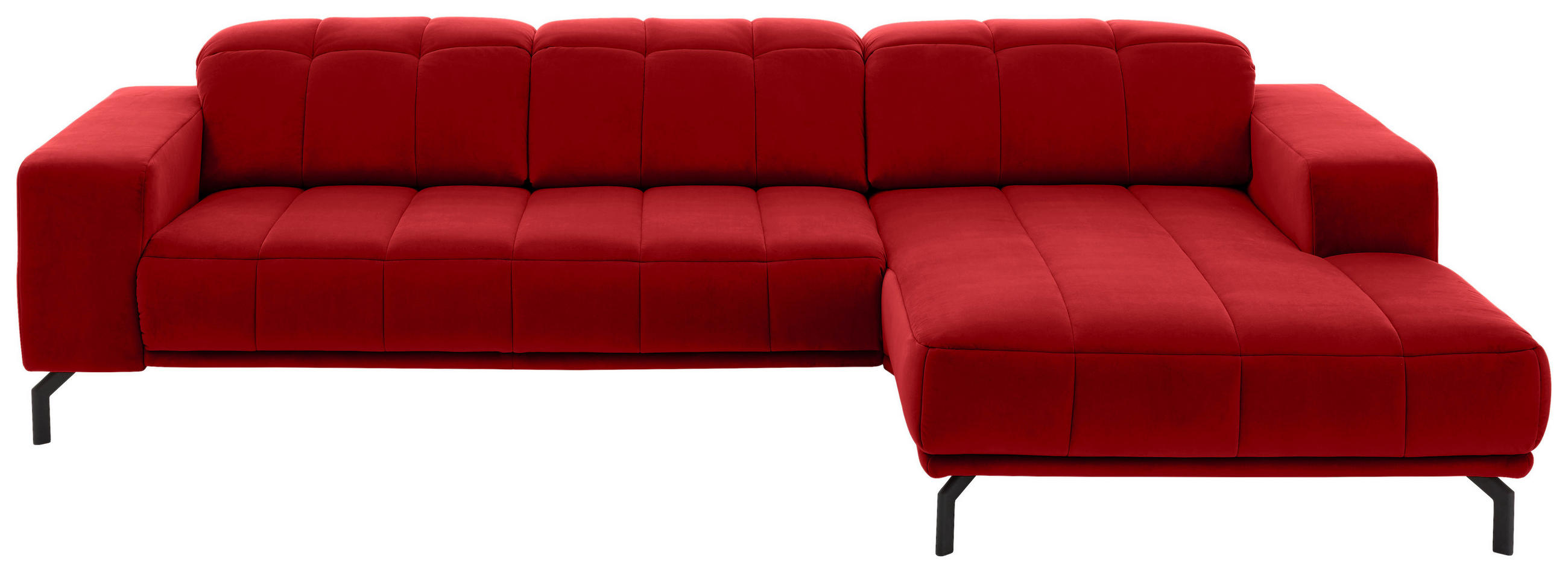 ECKSOFA Rot Velours  - Rot/Schwarz, Design, Textil/Metall (293/195cm) - Beldomo Style