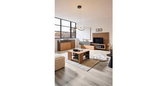 WOHNWAND in Grau, Eiche Artisan 288,5/152,5/42,5 cm - Eiche Artisan/Grau, MODERN, Holzwerkstoff (288,5/152,5/42,5cm) - Carryhome