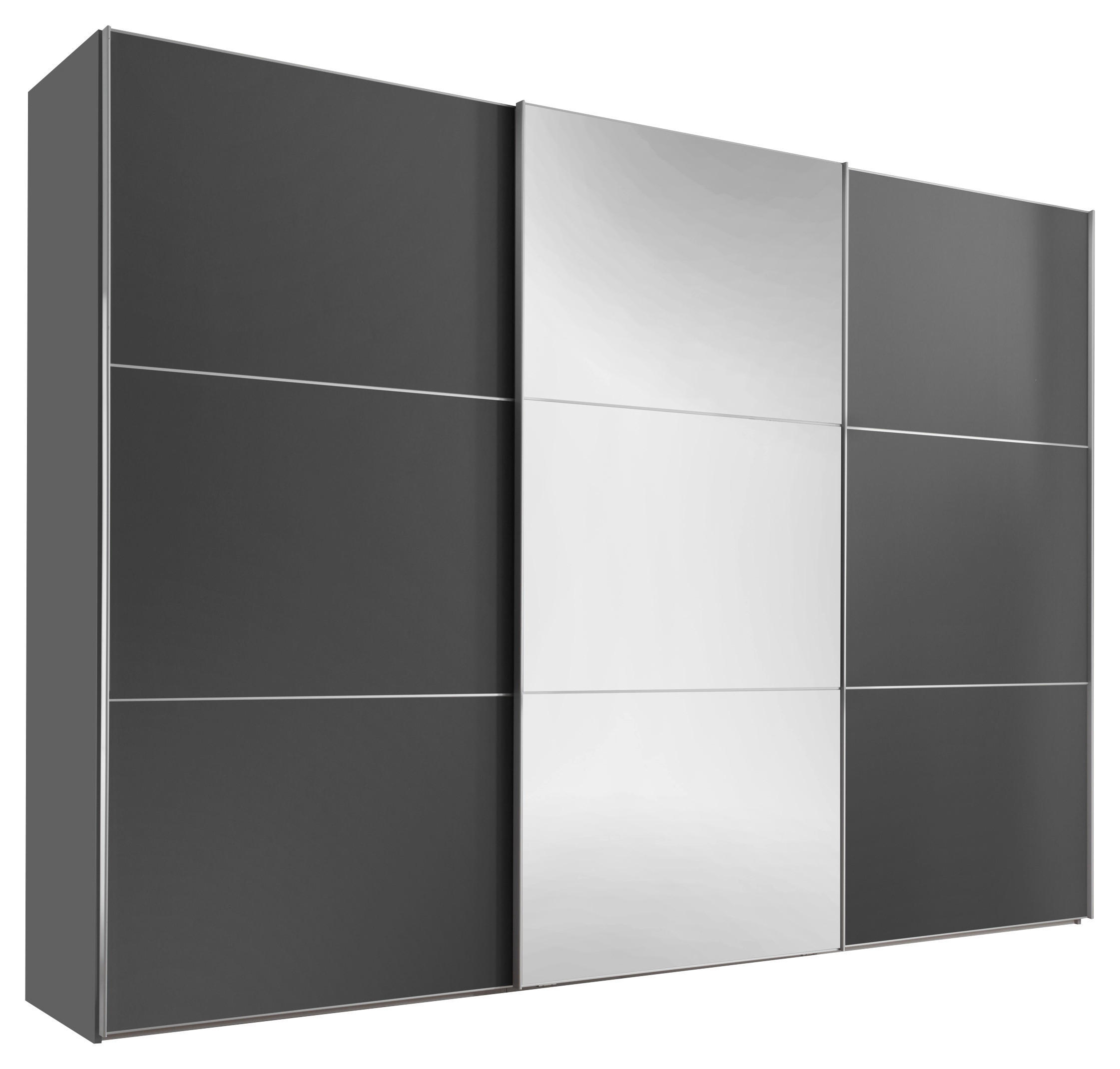 SCHWEBETÜRENSCHRANK in Anthrazit  - Anthrazit/Alufarben, Holzwerkstoff/Metall (249/222/68cm) - Moderano
