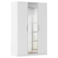 DREHTÜRENSCHRANK 135/210/54 cm,  in Weiß, 3-türig  - Alufarben/Weiß, KONVENTIONELL, Glas/Holzwerkstoff (135/210/54cm) - home24