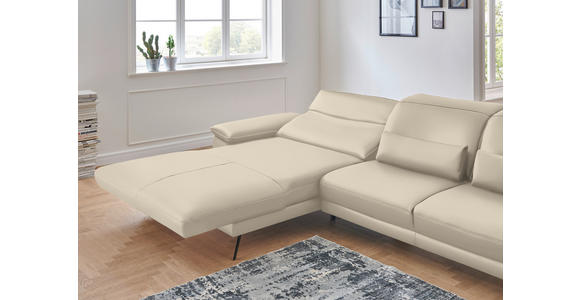 ECKSOFA in Echtleder Creme  - Creme/Schwarz, Design, Leder/Metall (193/328cm) - Dieter Knoll