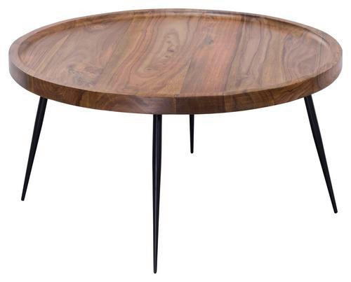 COUCHTISCH Sheesham massiv 75/75/39 cm rund Sheeshamfarben  - Sheeshamfarben/Schwarz, Design, Holz/Metall (75/75/39cm) - MID.YOU