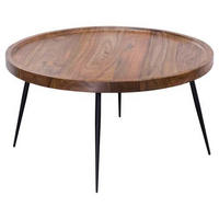 COUCHTISCH Sheesham massiv 75/75/39 cm rund Sheeshamfarben  - Sheeshamfarben/Schwarz, Design, Holz/Metall (75/75/39cm) - MID.YOU