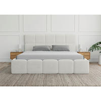 POLSTERBETT Cloudy Bettkasten, Lattenrost 180/200 cm  in Weiß  - Schwarz/Weiß, Design, Holz/Textil (180/200cm) - Boxxx