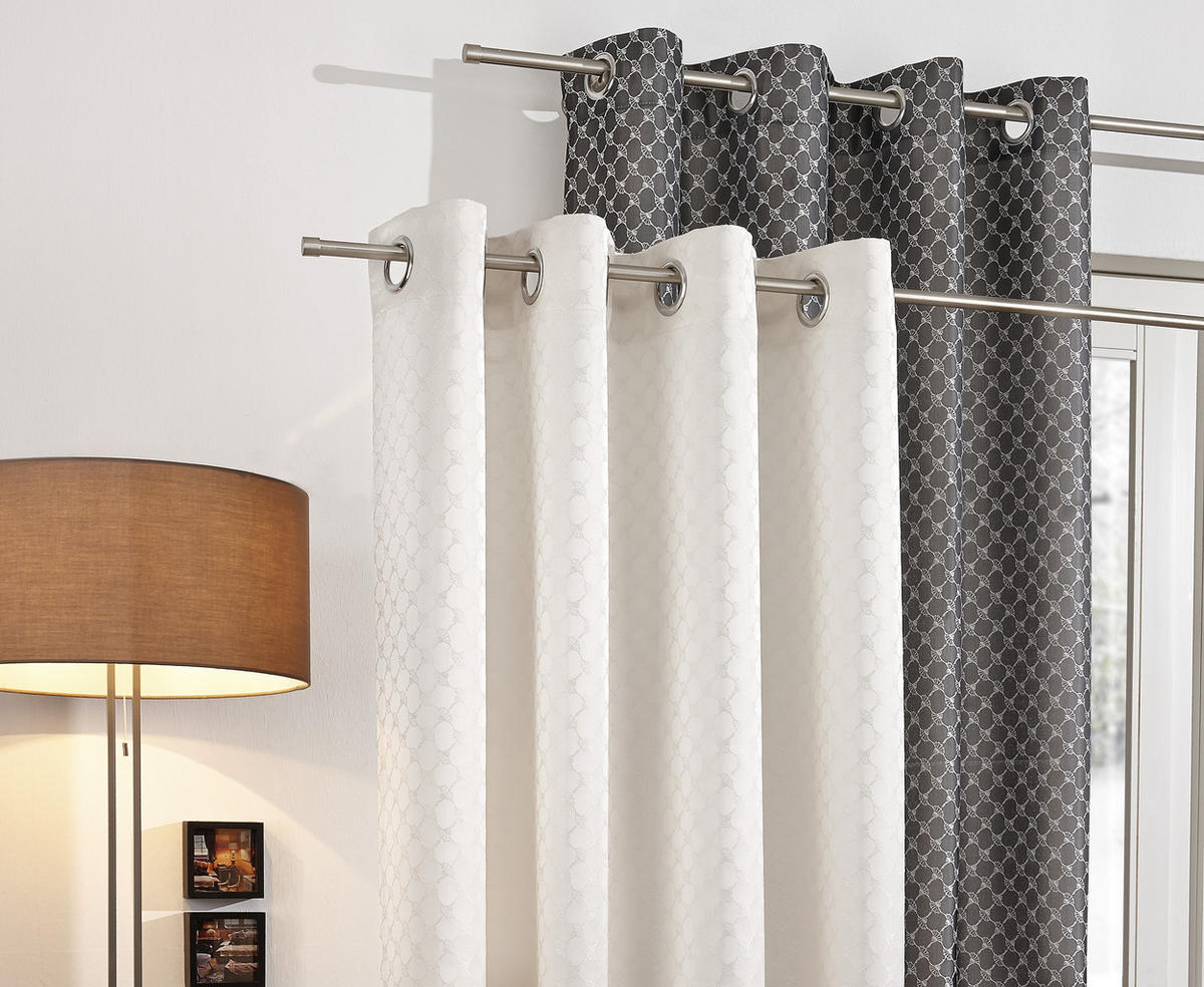 ZÁVES S OČKAMI, nepriehľadné, 140/250 cm - sivá, Design, textil (140/250cm) - Joop!