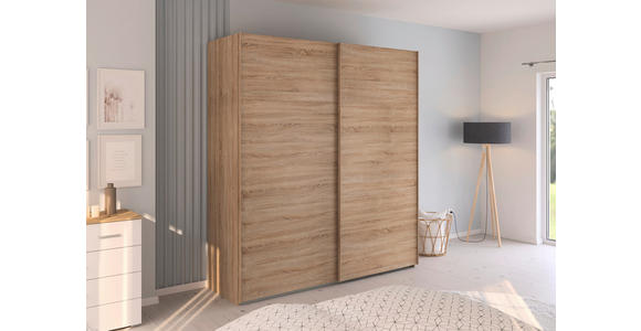 SCHWEBETÜRENSCHRANK  in Sonoma Eiche  - Sonoma Eiche, Design, Holzwerkstoff/Kunststoff (201/223/68cm) - Novel