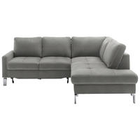 ECKSOFA in Mikrofaser Grau  229/200 cm  - Chromfarben/Beige, Design, Textil/Metall (229/200cm) - Pure Home Lifestyle
