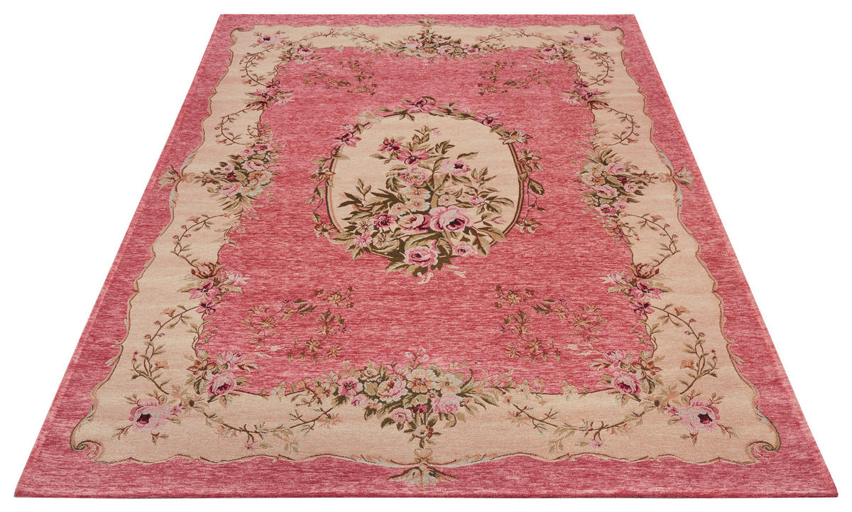 FLACHWEBETEPPICH 150/220 cm Gobelin Pink, Beige rechteckig  - Pink/Beige, Design, Kunststoff/Textil (150/220cm) - Hanse Home