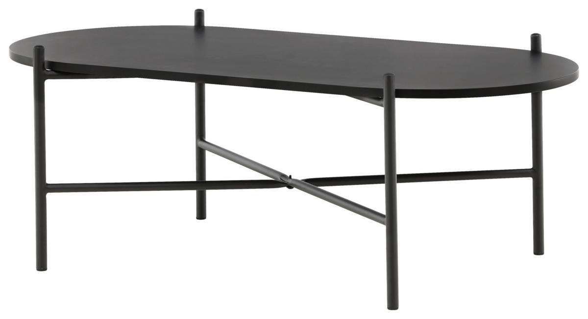 COUCHTISCH 120/60/45 cm oval Schwarz  - Schwarz, Design, Holzwerkstoff/Metall (120/60/45cm) - Livetastic