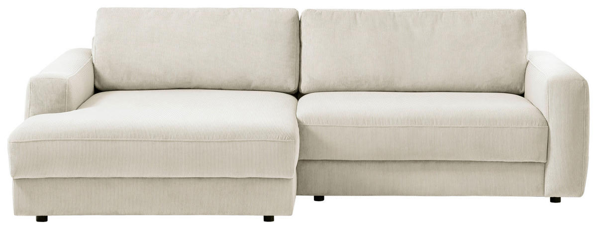 ECKSOFA in Cord Creme  176/250 cm  - Creme/Schwarz, MODERN, Textil (176/250cm) - Trendmanufaktur