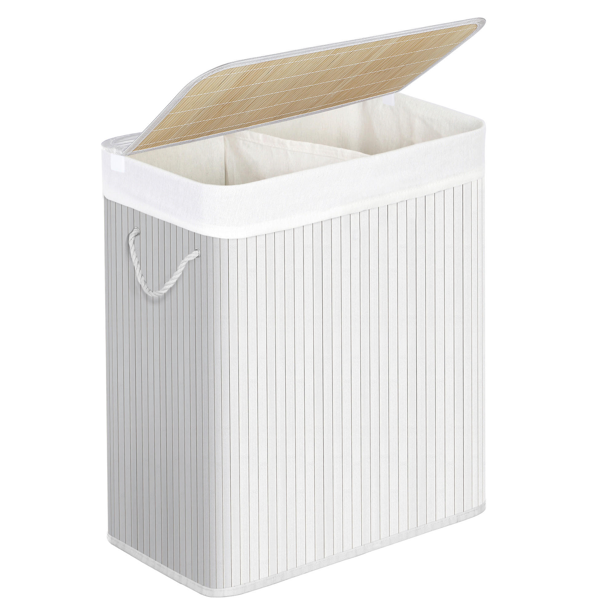 WÄSCHEKORB - Weiß, Basics, Naturmaterialien/Textil (51,5/61,5/31,5cm)