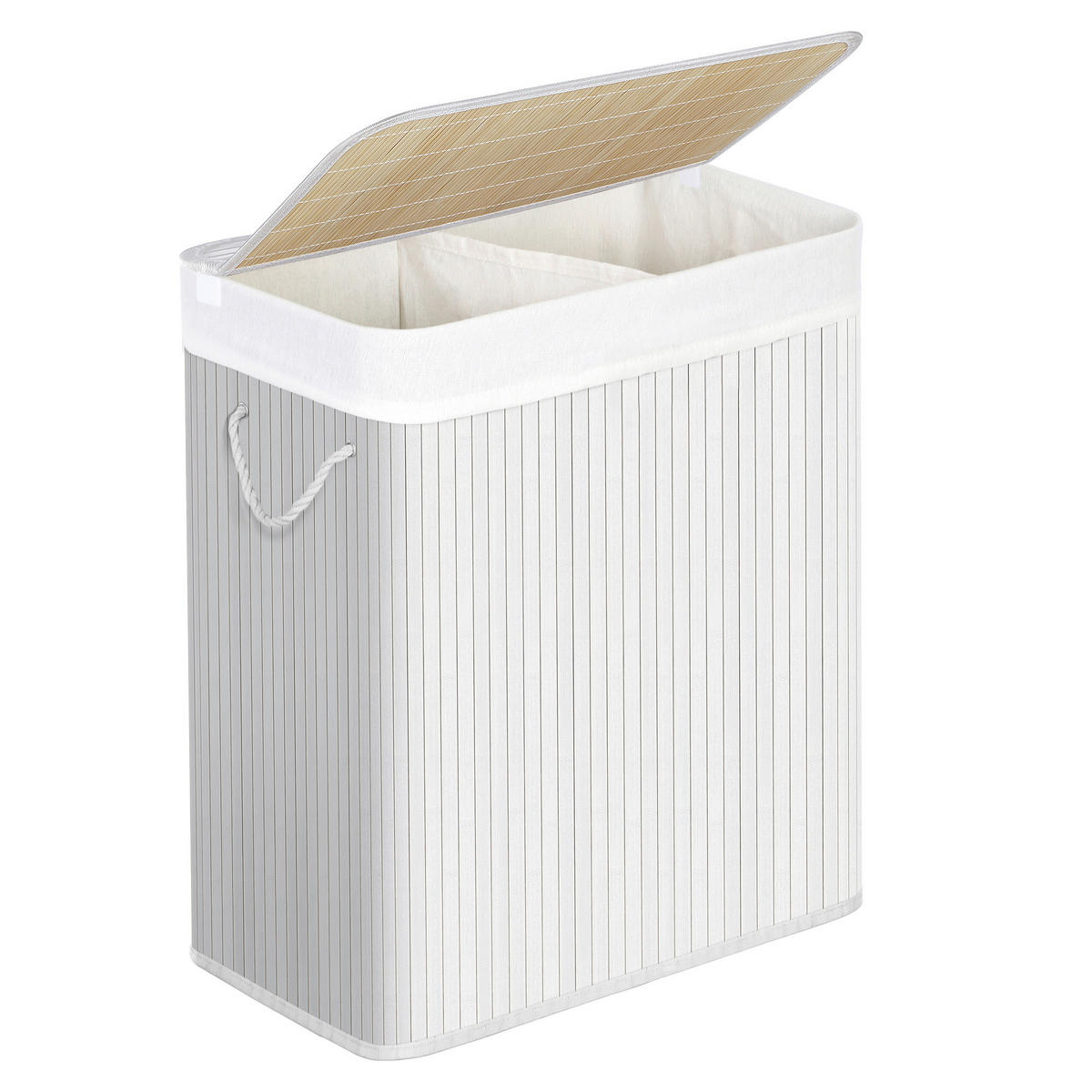 WÄSCHEKORB - Weiß, Basics, Naturmaterialien/Textil (51,5/61,5/31,5cm)